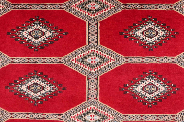 Dark Red Pakistani Jaldar Rug 5' 6" x 8' 4" Hand-Knotted | No. QA10069