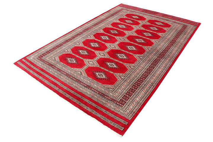 Dark Red Pakistani Jaldar Rug 5' 6" x 8' 4" Hand-Knotted | No. QA10069