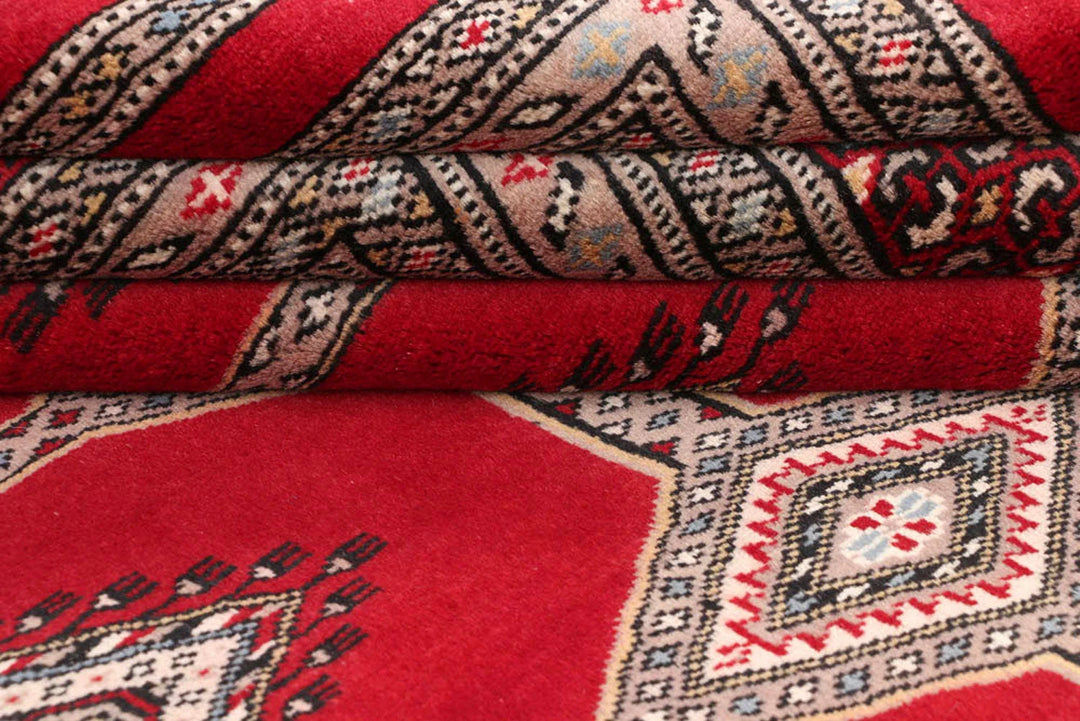 Dark Red Pakistani Jaldar Rug 5' 6" x 8' 4" Hand-Knotted | No. QA10069