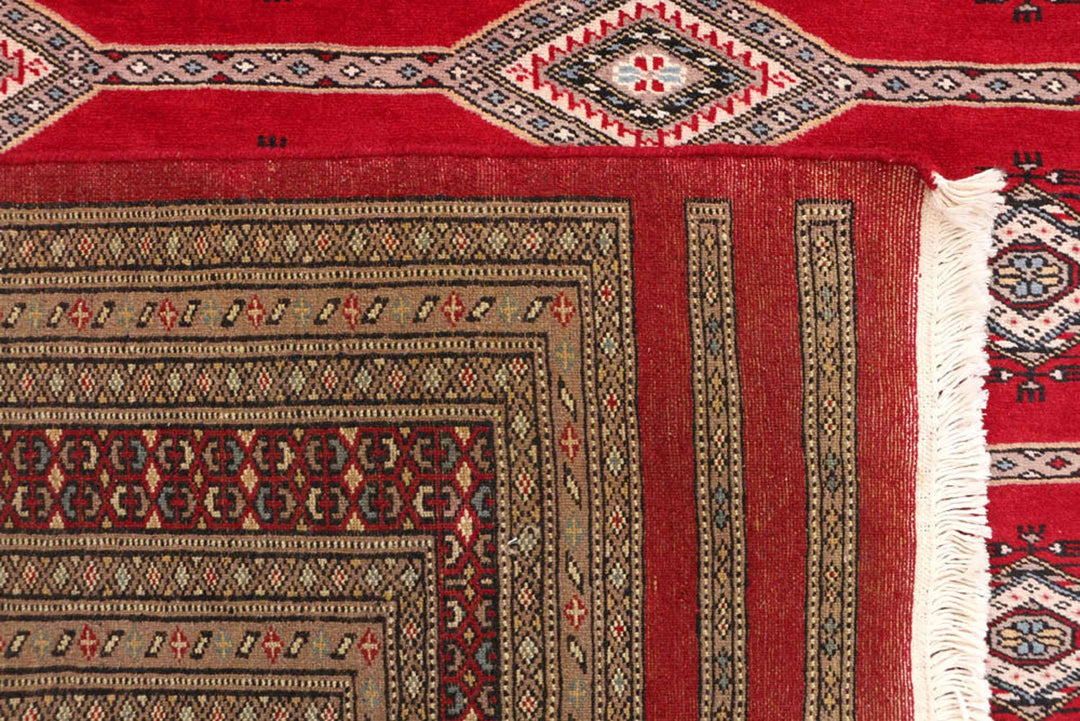 Dark Red Pakistani Jaldar Rug 5' 6" x 8' 4" Hand-Knotted | No. QA10069