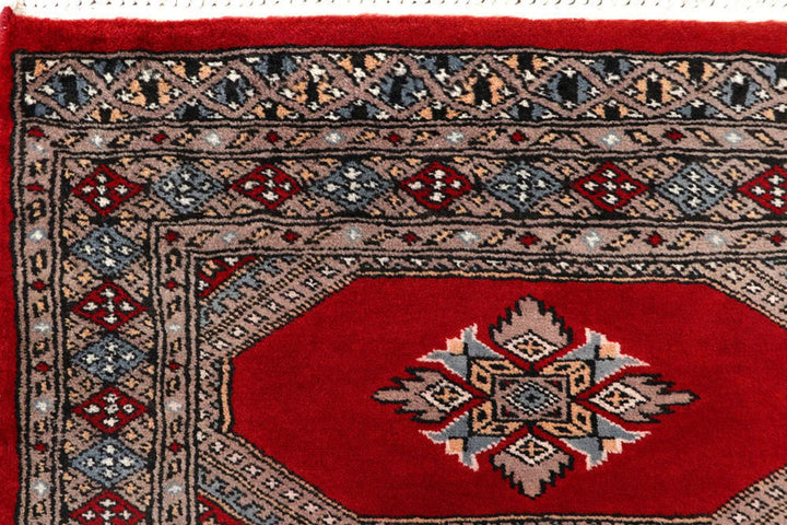 Red Pakistani Jaldar Rug 2' 4" x 9' 3" Hand-Knotted | No. QA10132