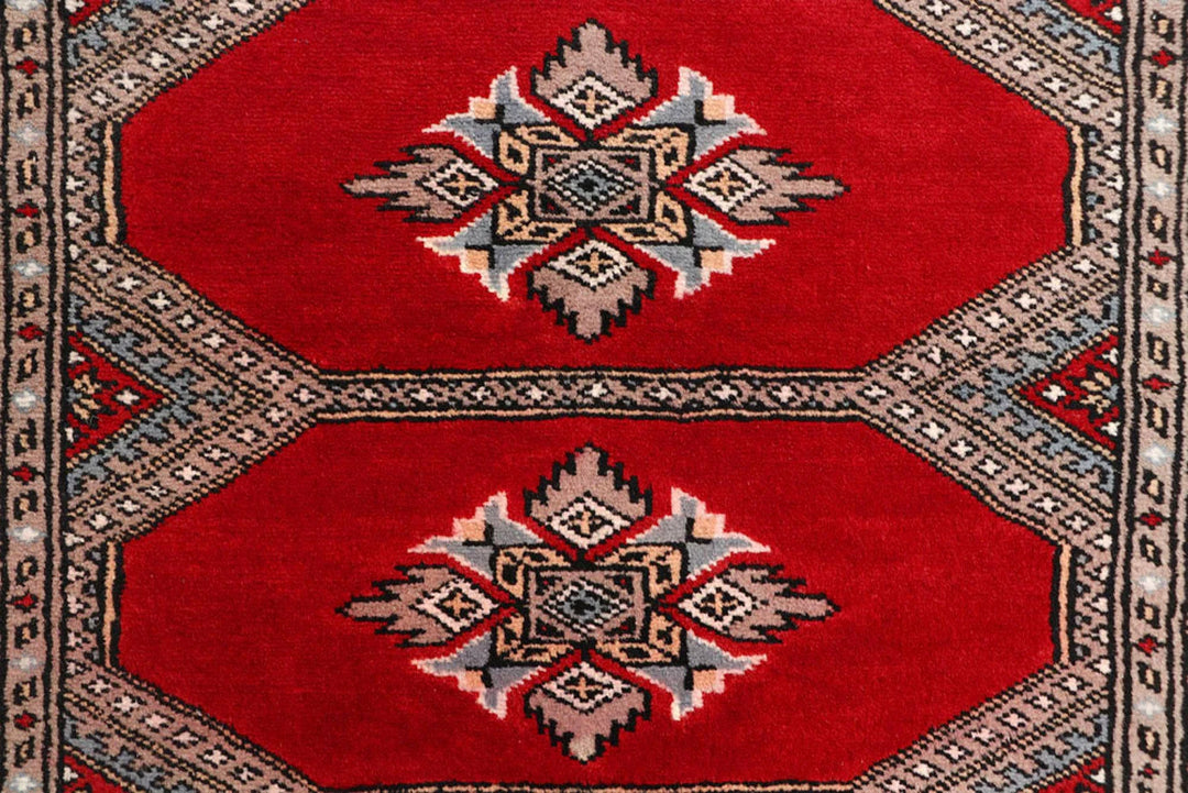 Red Pakistani Jaldar Rug 2' 4" x 9' 3" Hand-Knotted | No. QA10132