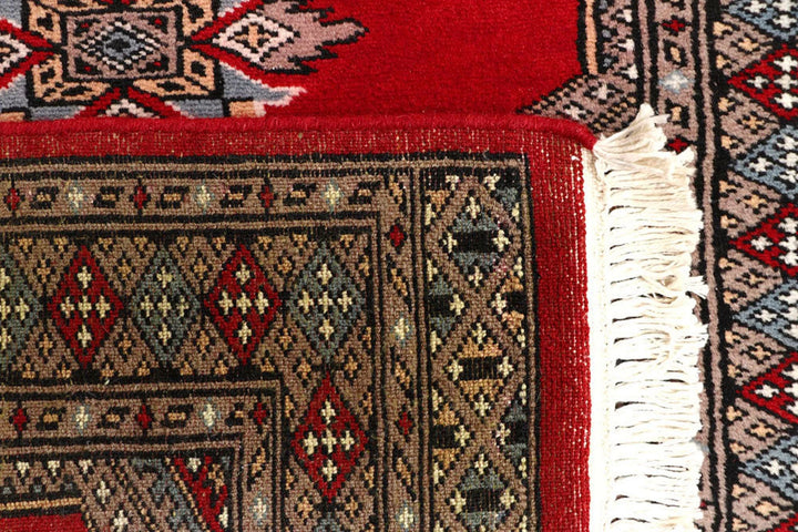 Red Pakistani Jaldar Rug 2' 4" x 9' 3" Hand-Knotted | No. QA10132