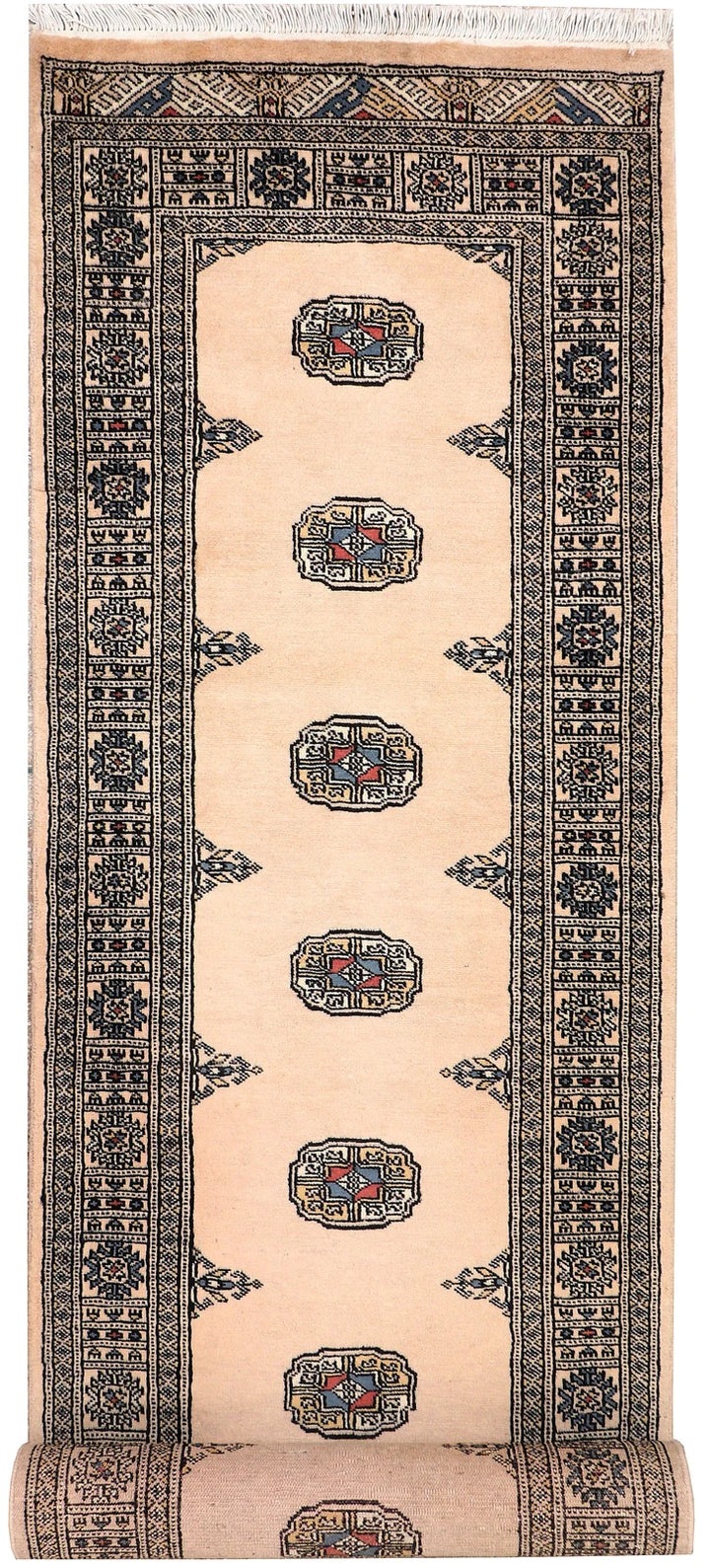 Brown Pakistani Bokhara Rug 2' 6" x 10' 8" Hand-Knotted | No. QA10133