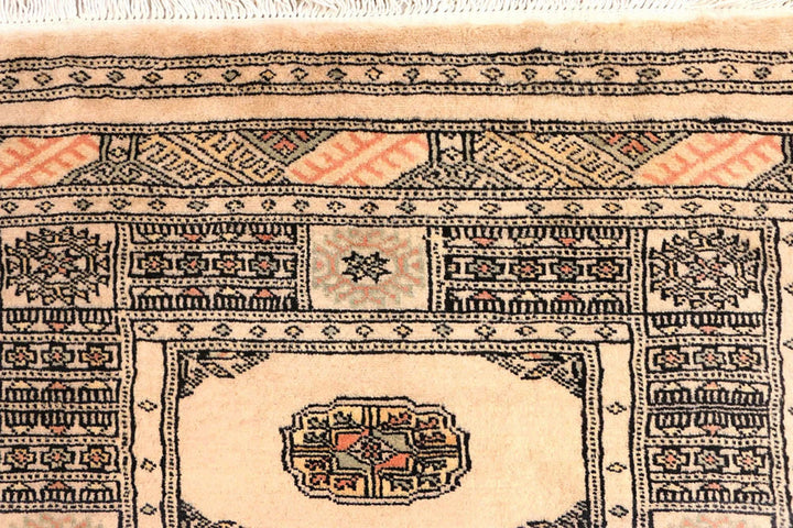 Antique White Pakistani Bokhara Rug 2' 7" x 10' 3" Hand-Knotted | No. QA10189