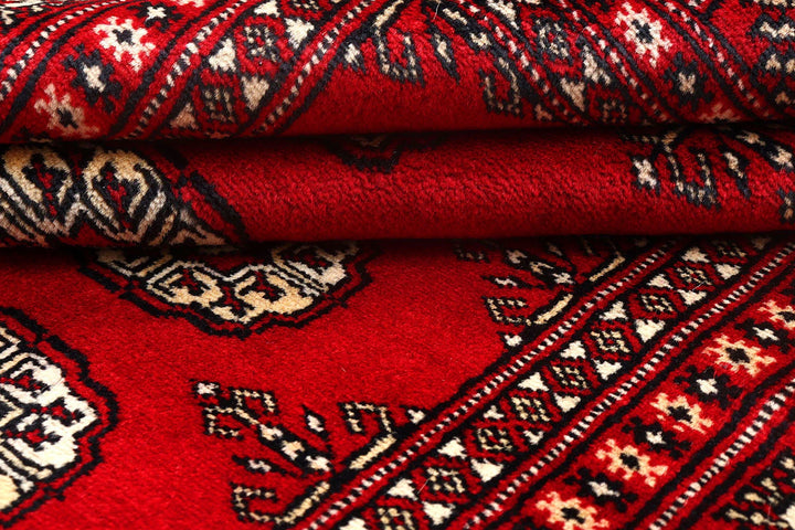 Red Pakistani Bokhara Rug 4' x 6' Hand-Knotted | No. QA10199