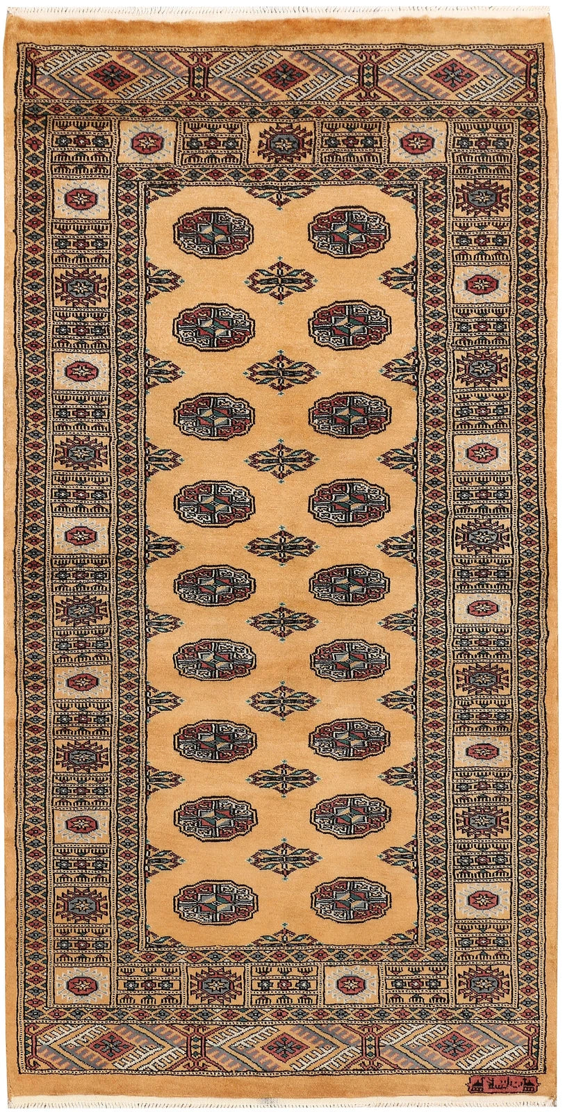 Moccasin Pakistani Bokhara Rug 3' 1" x 5' 11" Hand-Knotted | No. QA10402