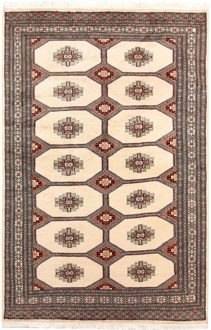 Brown Pakistani Jaldar Rug 4' 6" x 6' 10" Hand-Knotted | No. QA10617