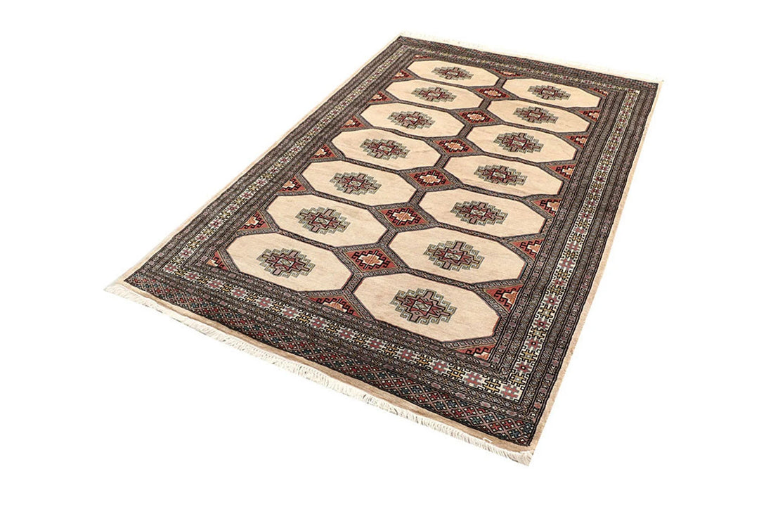 Brown Pakistani Jaldar Rug 4' 6" x 6' 10" Hand-Knotted | No. QA10617