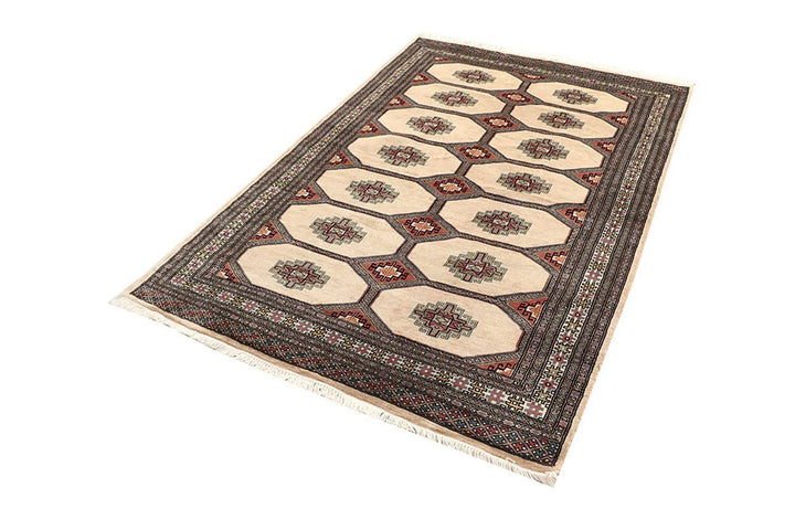 Brown Pakistani Jaldar Rug 4' 6" x 6' 10" Hand-Knotted | No. QA10617