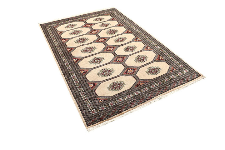 Brown Pakistani Jaldar Rug 4' 6" x 6' 10" Hand-Knotted | No. QA10617