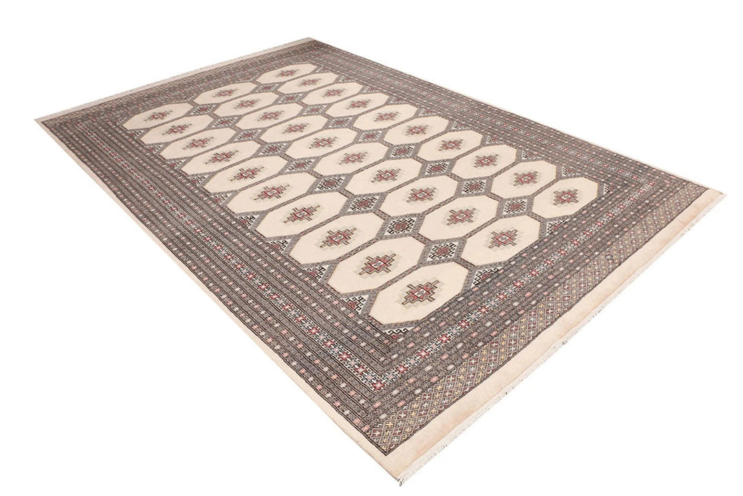Wheat Pakistani Jaldar Rug 6' 6" x 9' 8" Hand-Knotted | No. QA10691