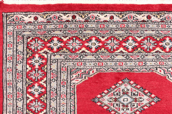 Red Pakistani Jaldar Rug 3' 1" x 5' 9" Hand-Knotted | No. QA10702