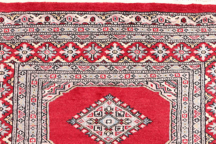 Red Pakistani Jaldar Rug 3' 1" x 5' 9" Hand-Knotted | No. QA10702