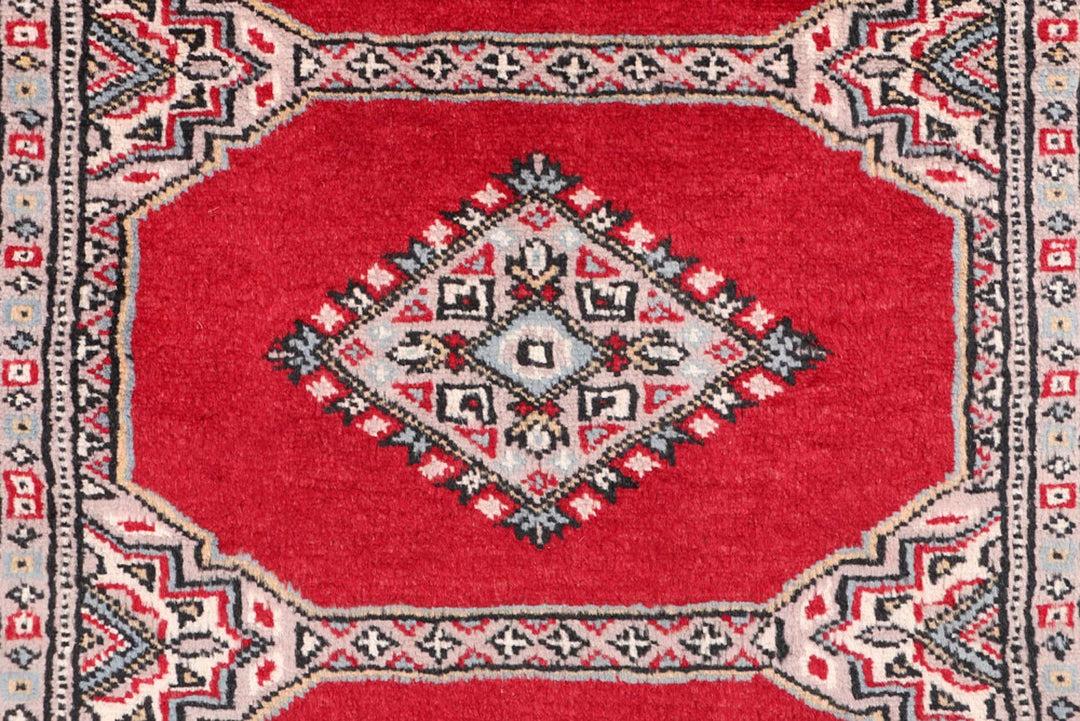 Red Pakistani Jaldar Rug 3' 1" x 5' 9" Hand-Knotted | No. QA10702