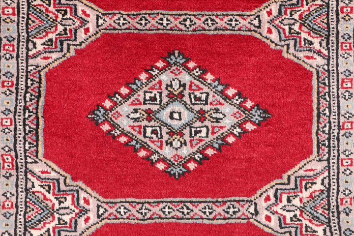 Red Pakistani Jaldar Rug 3' 1" x 5' 9" Hand-Knotted | No. QA10702