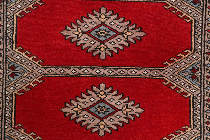Red Pakistani Jaldar Rug 2' 5" x 10' Hand-Knotted | No. QA10878