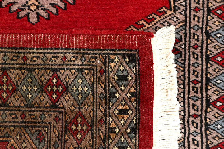 Red Pakistani Jaldar Rug 2' 5" x 10' Hand-Knotted | No. QA10878