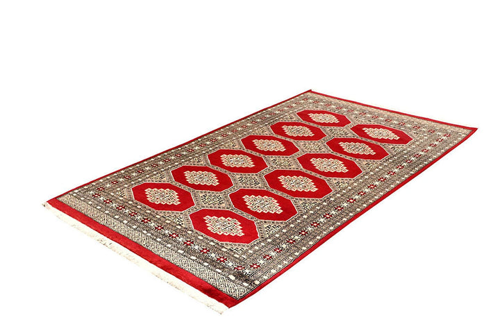 Red Pakistani Jaldar Rug 4' 1" x 6' 10" Hand-Knotted | No. QA10889