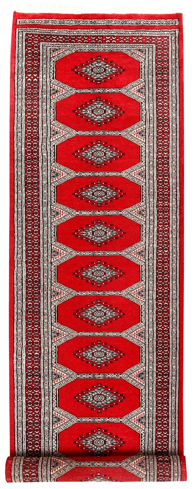 Red Pakistani Jaldar Rug 2' 5" x 9' 2" Hand-Knotted | No. QA11027