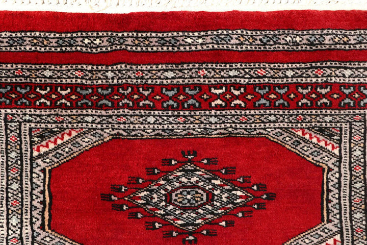 Red Pakistani Jaldar Rug 2' 5" x 9' 2" Hand-Knotted | No. QA11027