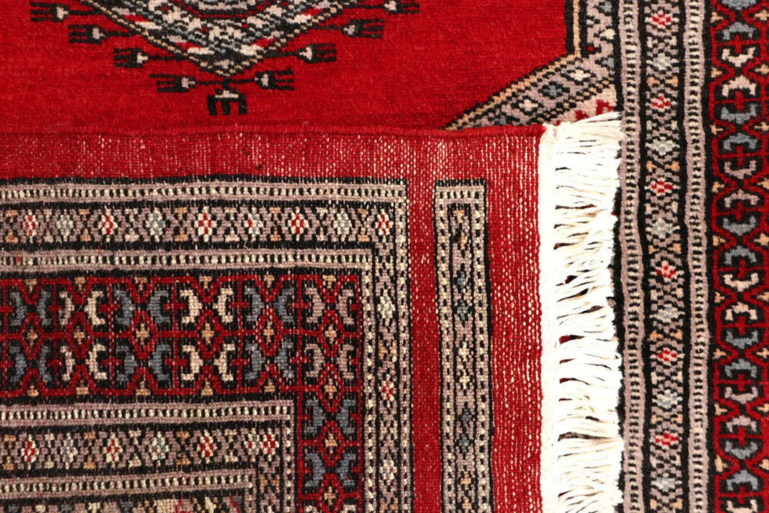 Red Pakistani Jaldar Rug 2' 5" x 9' 2" Hand-Knotted | No. QA11027