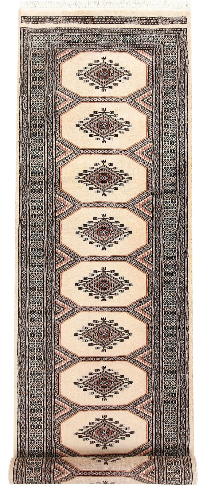 Brown Pakistani Jaldar Rug 2' 4" x 9' 1" Hand-Knotted | No. QA11195