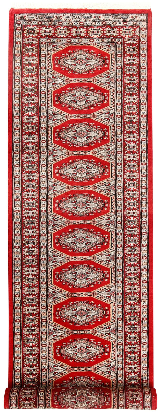 Red Pakistani Jaldar Rug 2' 4" x 9' Hand-Knotted | No. QA11263