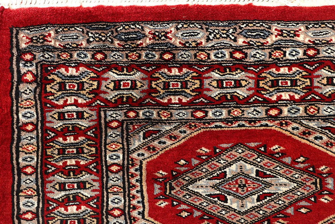 Red Pakistani Jaldar Rug 2' 4" x 9' Hand-Knotted | No. QA11263
