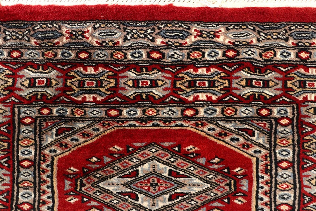 Red Pakistani Jaldar Rug 2' 4" x 9' Hand-Knotted | No. QA11263
