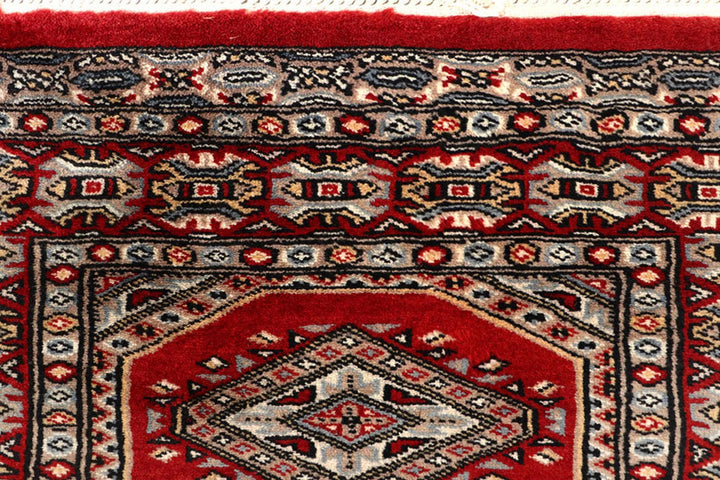 Red Pakistani Jaldar Rug 2' 4" x 9' Hand-Knotted | No. QA11263