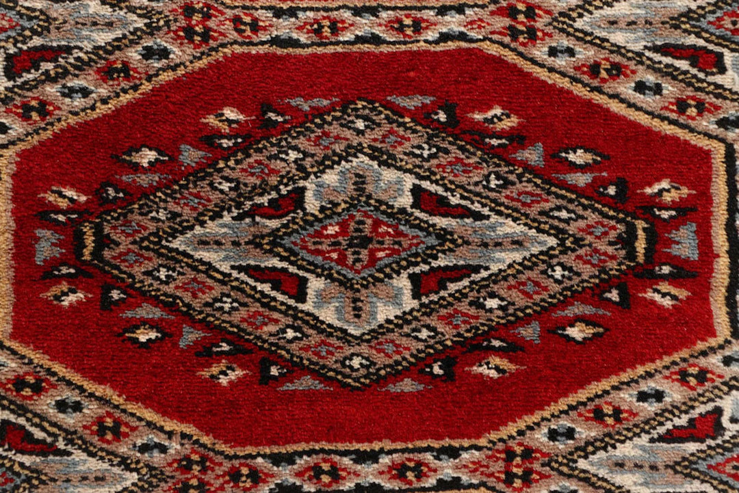 Red Pakistani Jaldar Rug 2' 4" x 9' Hand-Knotted | No. QA11263