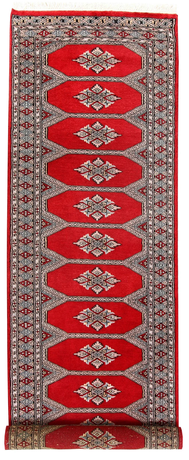 Red Pakistani Jaldar Rug 2' 4" x 9' 1" Hand-Knotted | No. QA11322