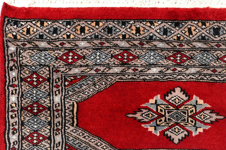 Red Pakistani Jaldar Rug 2' 4" x 9' 1" Hand-Knotted | No. QA11322