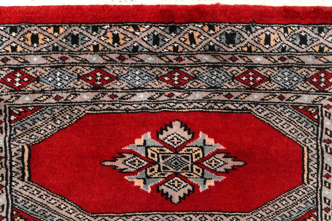 Red Pakistani Jaldar Rug 2' 4" x 9' 1" Hand-Knotted | No. QA11322