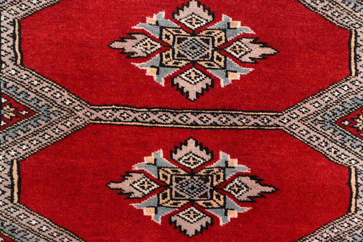 Red Pakistani Jaldar Rug 2' 4" x 9' 1" Hand-Knotted | No. QA11322