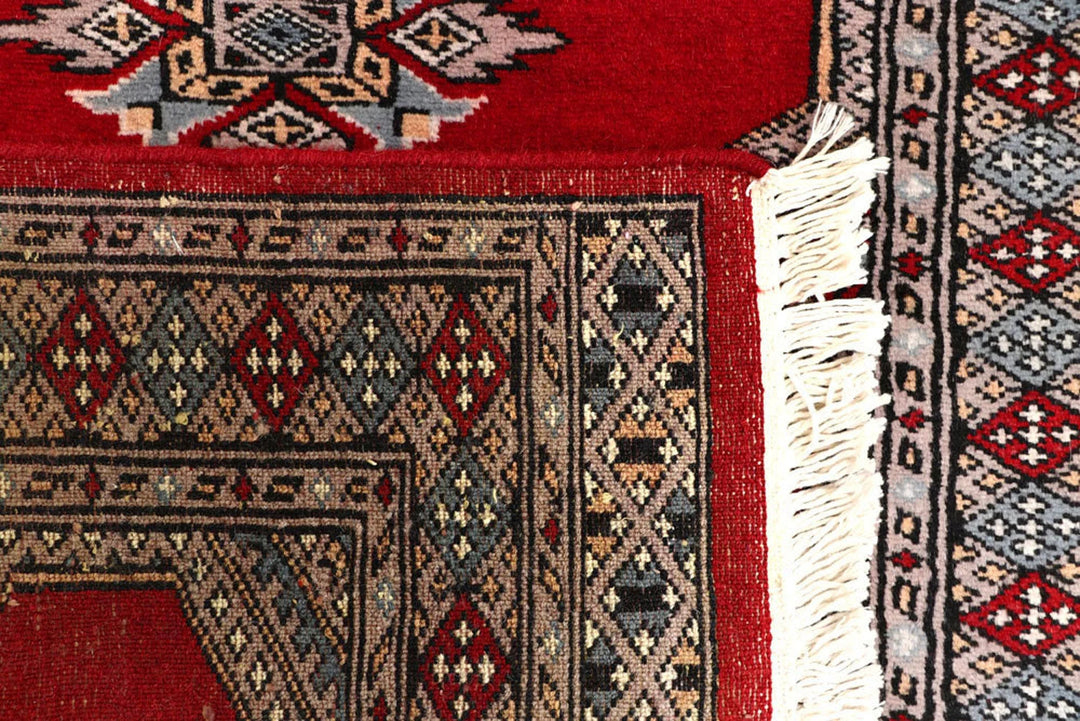 Red Pakistani Jaldar Rug 2' 4" x 9' 1" Hand-Knotted | No. QA11322