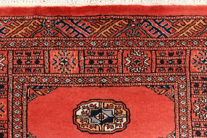 Salmon Pakistani Bokhara Rug 2' 8" x 10' 2" Hand-Knotted | No. QA11373