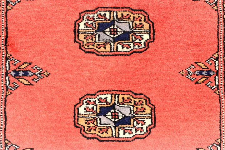 Salmon Pakistani Bokhara Rug 2' 8" x 10' 2" Hand-Knotted | No. QA11373