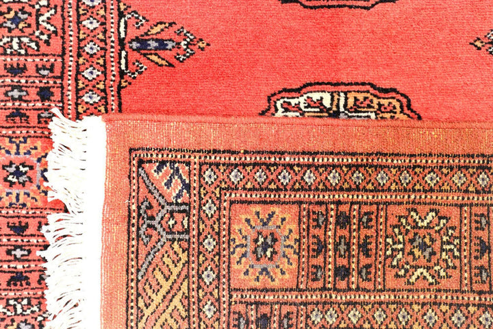 Salmon Pakistani Bokhara Rug 2' 8" x 10' 2" Hand-Knotted | No. QA11373