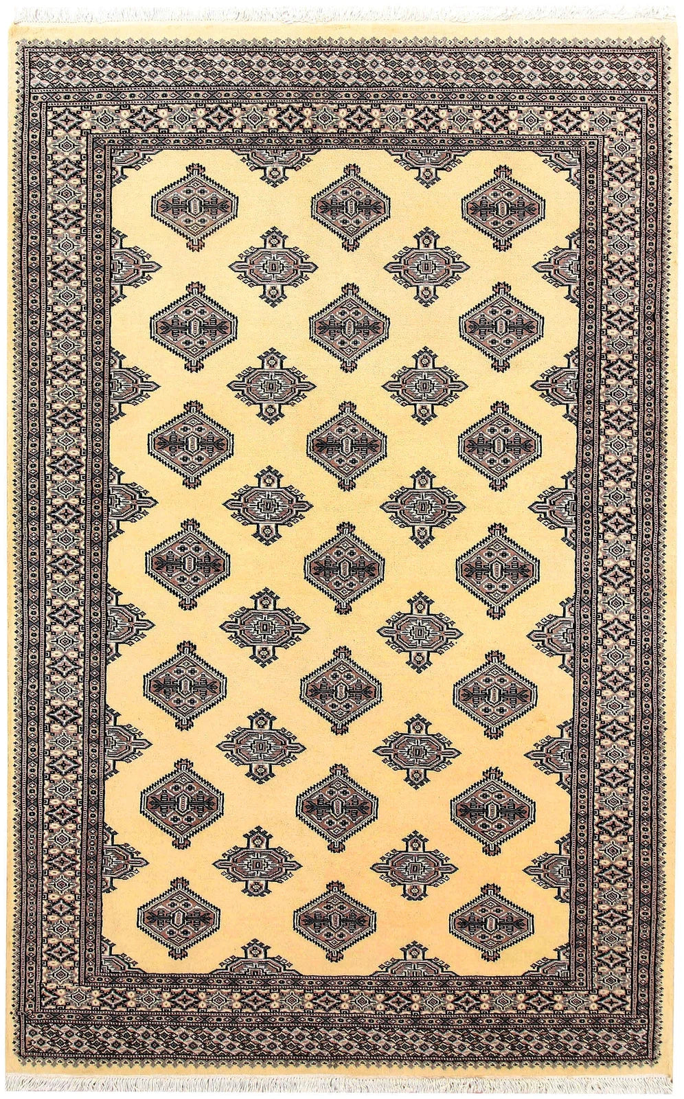 Yellow Pakistani Jaldar Rug 5' 1" x 7' 10" Hand-Knotted | No. QA11380