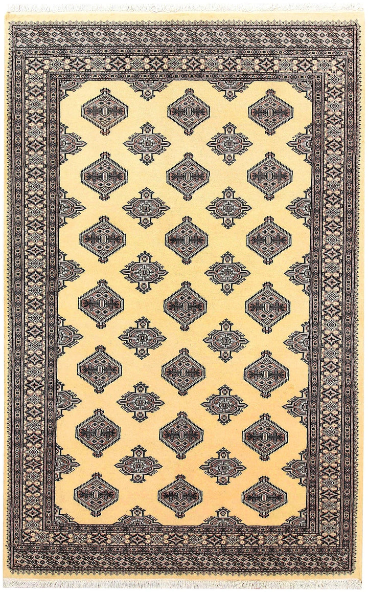 Yellow Pakistani Jaldar Rug 5' 1" x 7' 10" Hand-Knotted | No. QA11380