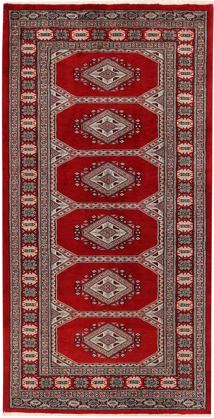 Dark Red Pakistani Jaldar Rug 3' 2" x 6' 2" Hand-Knotted | No. QA11398