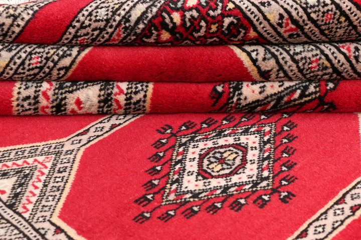Dark Red Pakistani Jaldar Rug 4' 2" x 6' 6" Hand-Knotted | No. QA11411
