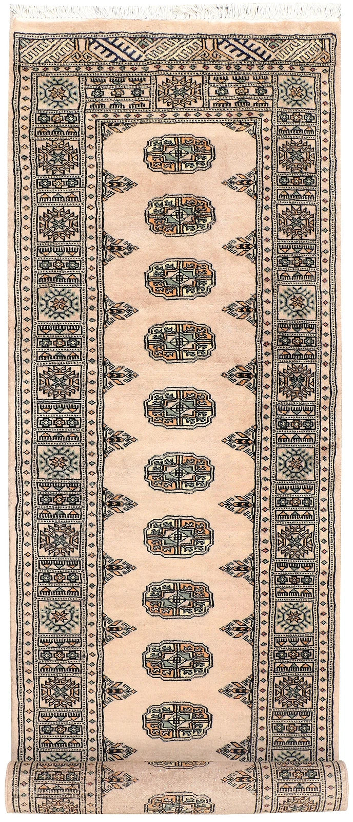 Brown Pakistani Bokhara Rug 2' 6" x 9' 5" Hand-Knotted | No. QA11454