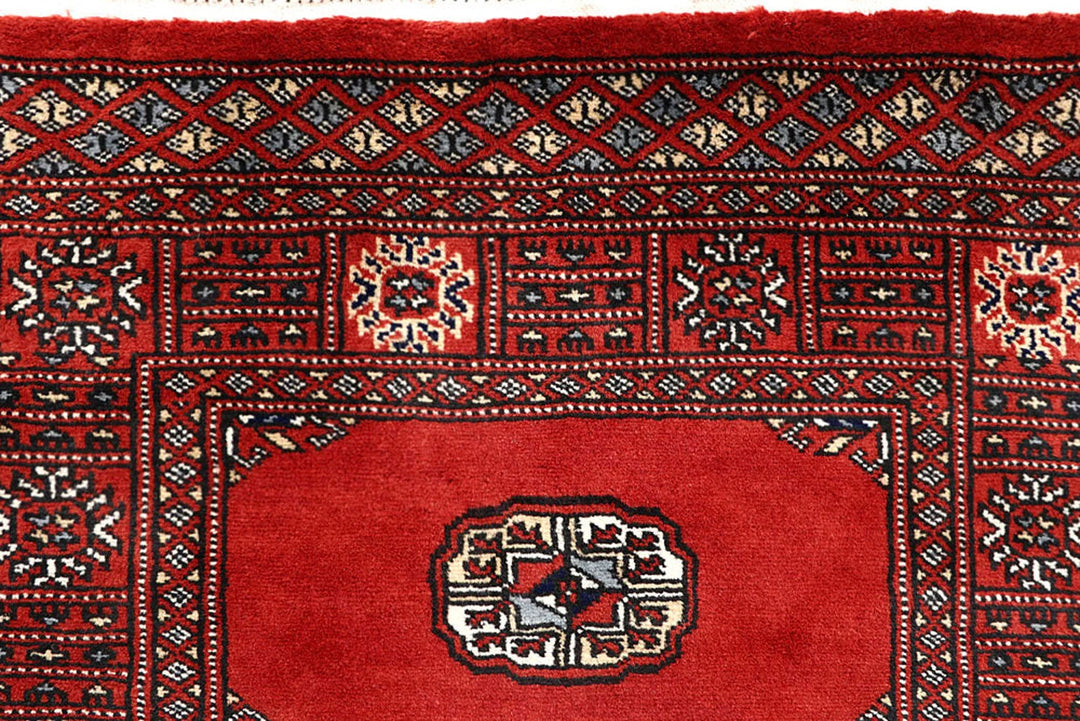 Tomato Pakistani Bokhara Runner Rug 2' 7" x 14' 3" Hand-Knotted | No. QA11466