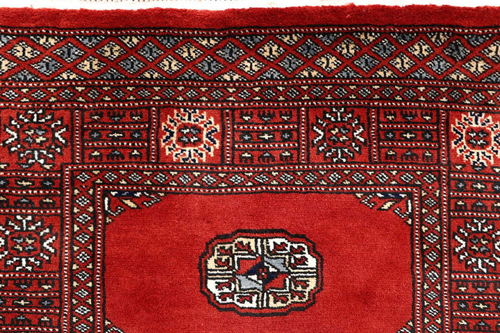 Tomato Pakistani Bokhara Runner Rug 2' 7" x 14' 3" Hand-Knotted | No. QA11466