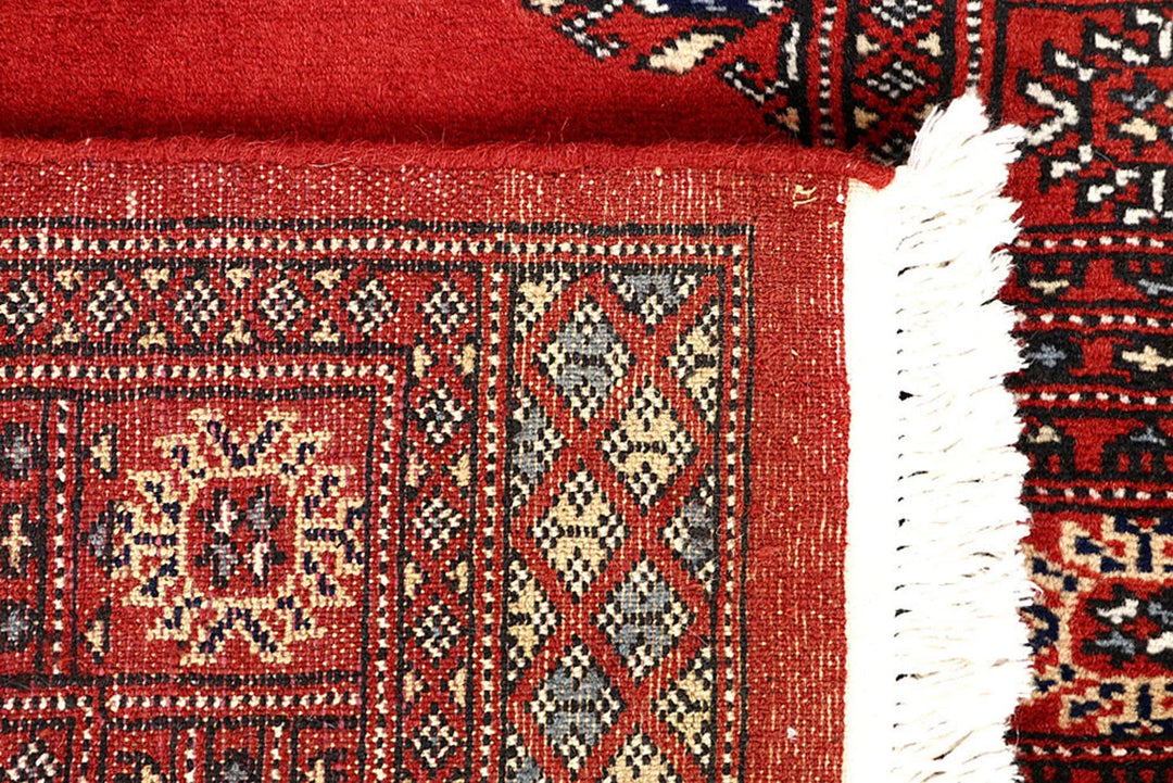 Tomato Pakistani Bokhara Runner Rug 2' 7" x 14' 3" Hand-Knotted | No. QA11466