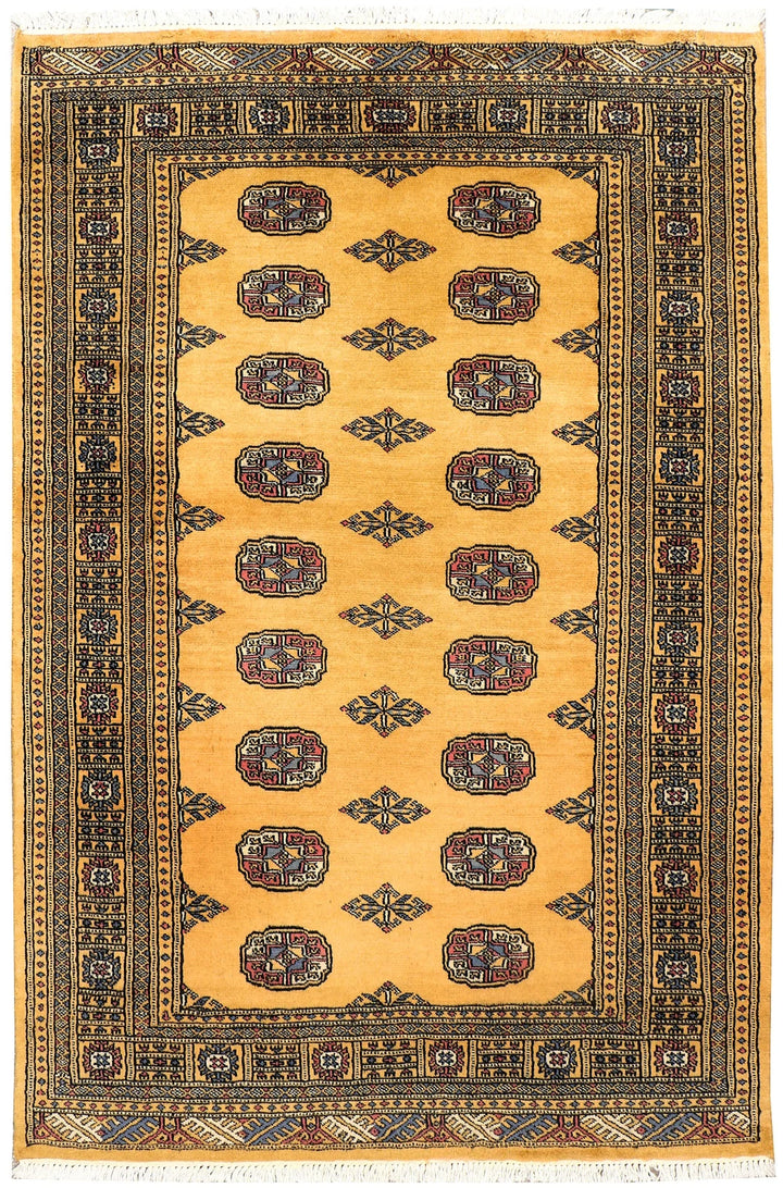 Brown Pakistani Bokhara Rug 4' x 6' Hand-Knotted | No. QA11703