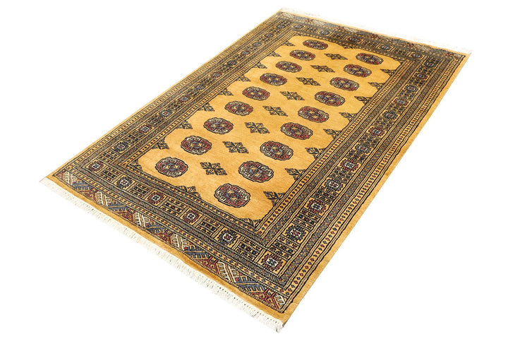 Brown Pakistani Bokhara Rug 4' x 6' Hand-Knotted | No. QA11703